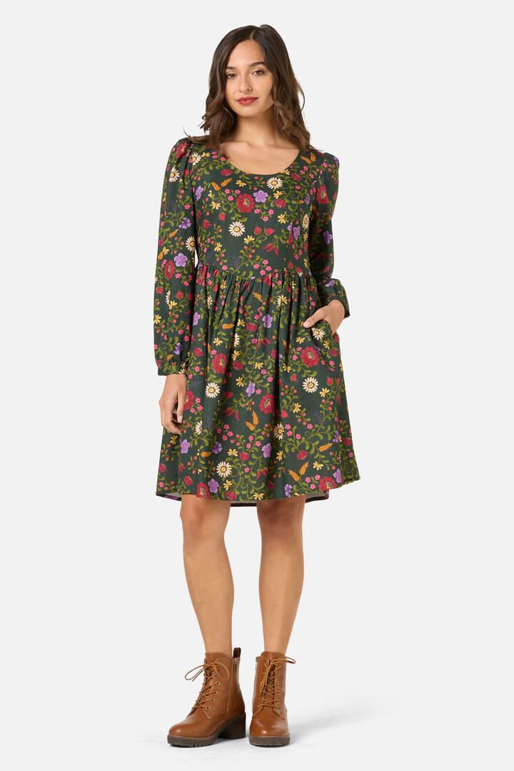 Image of Dresses. Productname: Joelle Folk Floral Mini Dress in Green colour by brand - Princess Highway