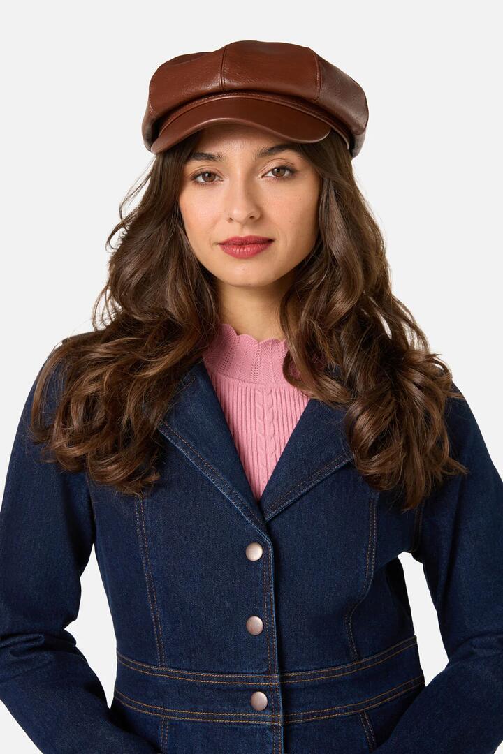 Image of Hats. Productname: Chocolate PU Peak Cap in Chocolate colour by brand - Princess Highway