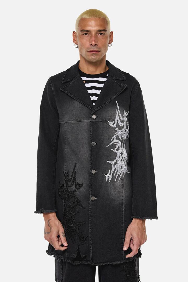 Image of Coats & Jackets. Productname: Y2K Sigil Denim Jacket in Black colour by brand - Dangerfield