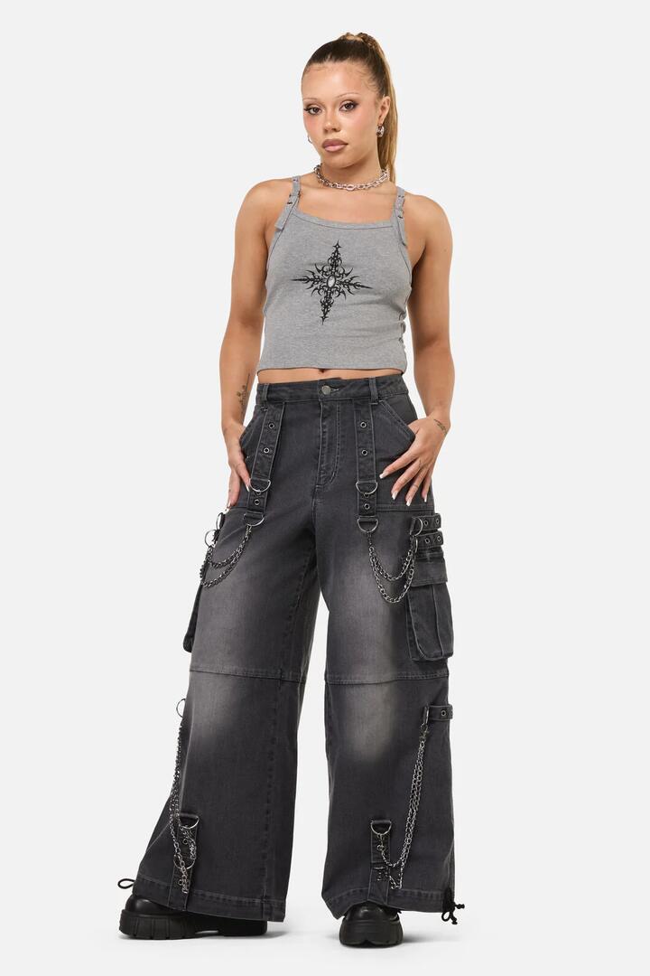 Image of a model wearing Pants. Productname: Diffused Cargo Pant in Grey colour by brand - Dangerfield