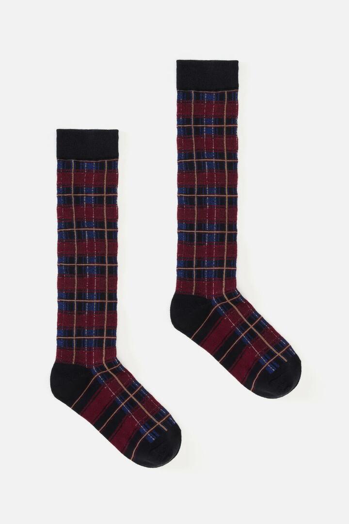 Image of Socks. Productname: Black Long Tartan Socks in Black colour by brand - Dangerfield
