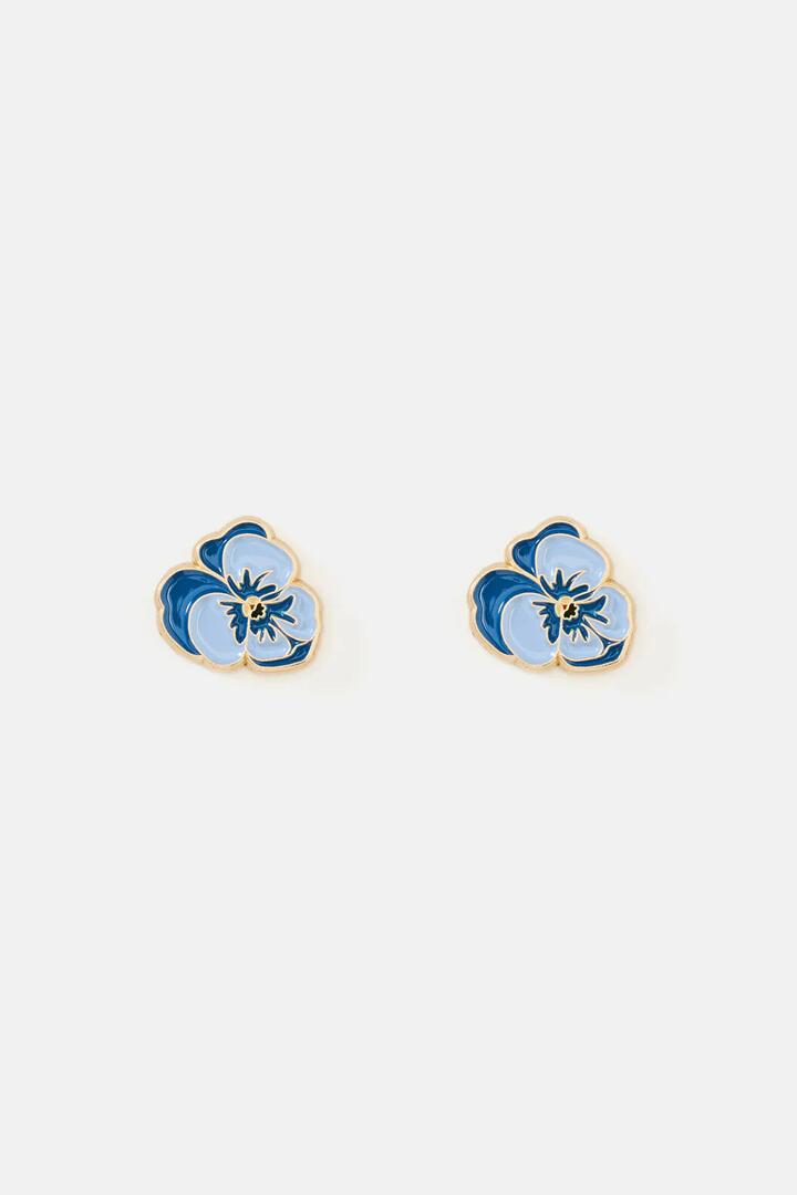 Image of Earrings. Productname: Iris Pansy Stud Earrings in Blue colour by brand - Princess Highway