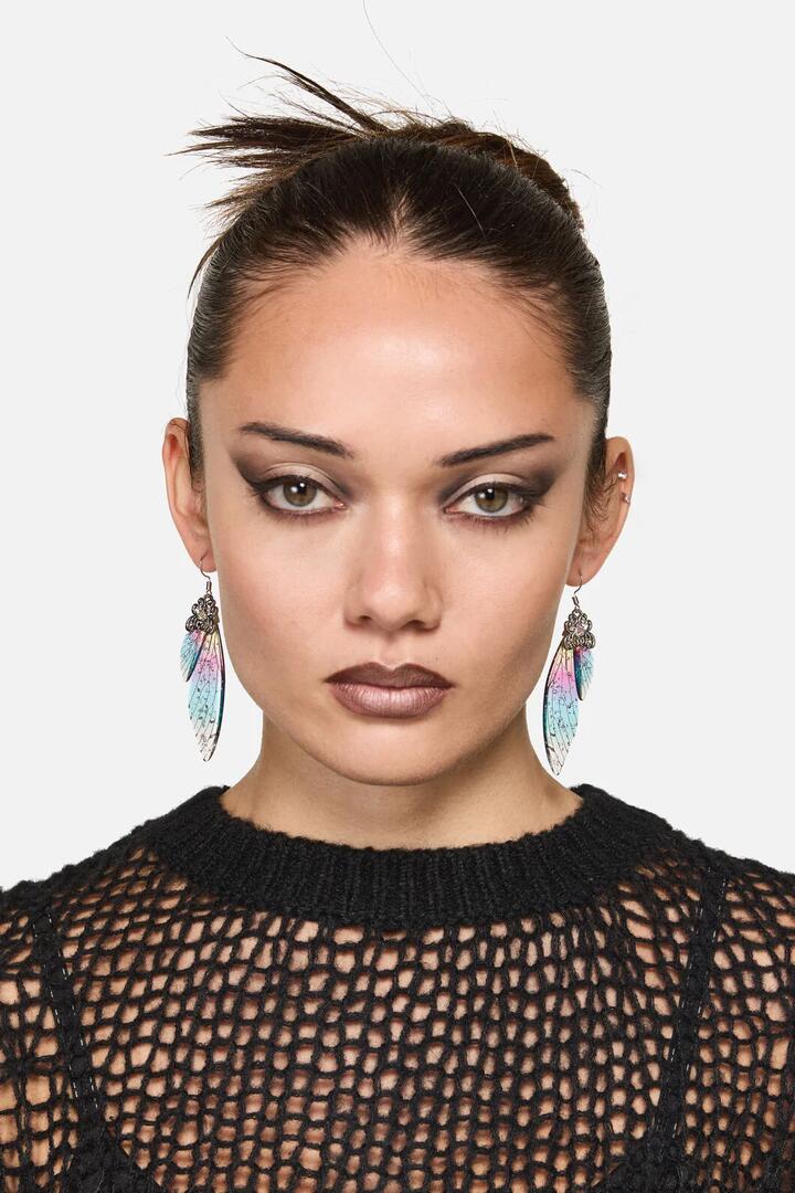 Image of Earrings. Productname: Rainbow Sparkle Wing Earrings in Multi colour by brand - Dangerfield