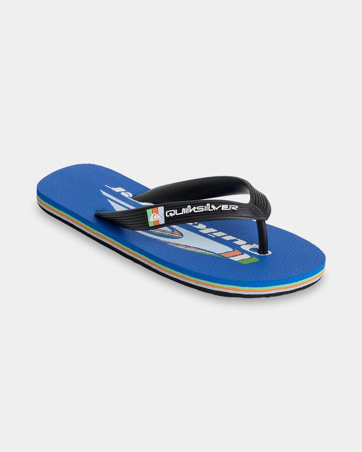 Image of Sandals. Product name - Quiksilver Boys 8-16 Moncata Art Thongs Black/Orange/Blue in Black/Orange/Blue colour by brand - Quiksilver