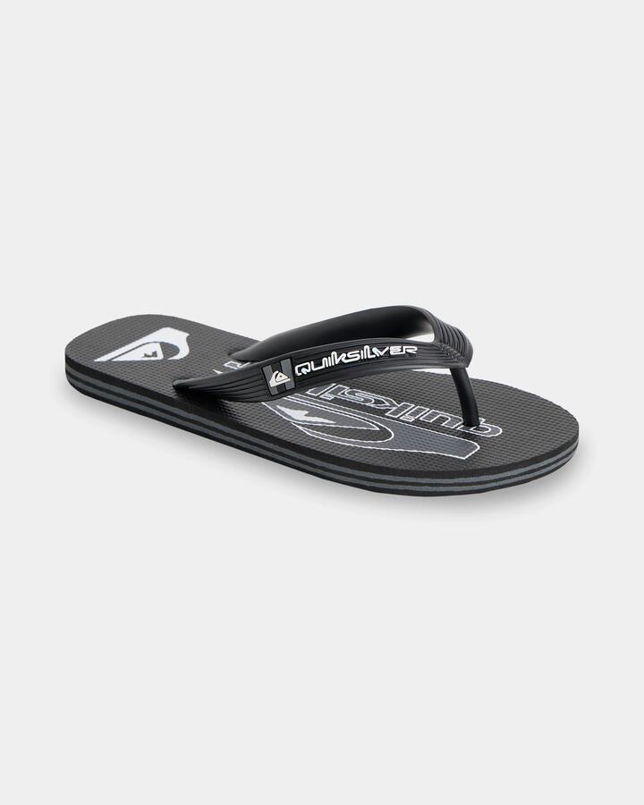 Image of Sandals. Product name - Quiksilver Boys 8-16 Moncata Art Thongs Grey/Black/Black in Grey/Black/Black colour by brand - Quiksilver