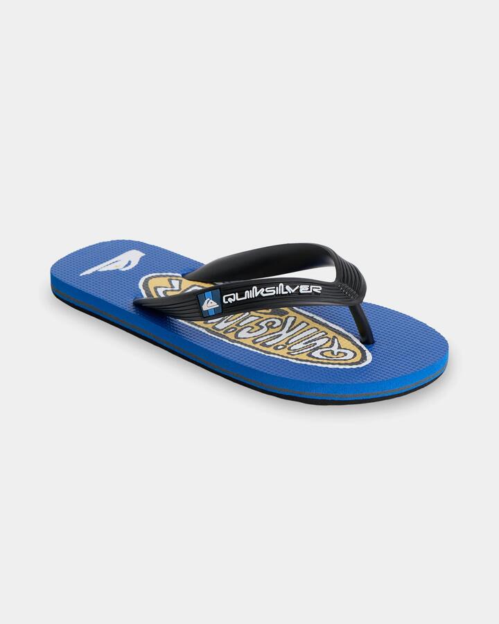 Image of Sandals. Product name - Quiksilver Boys 8-16 Moncata Art Thongs Black/Blue in Black/Blue colour by brand - Quiksilver