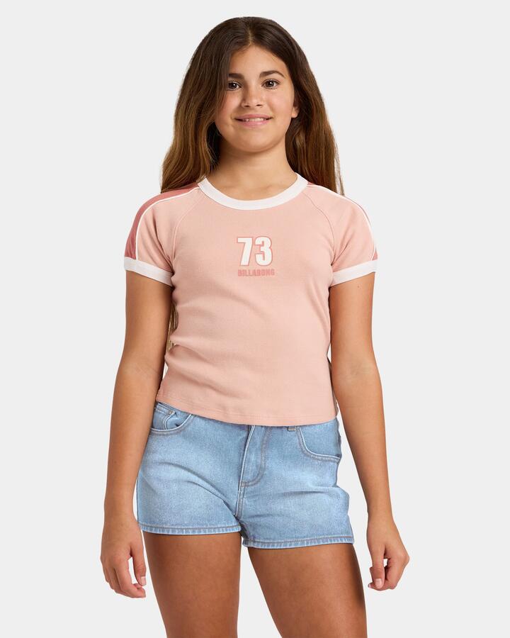 Image of T-Shirts. Product name - Billabong Girls 6-16 Shoreline Club T-Shirt Dusty Rose in Dusty Rose colour by brand - Billabong