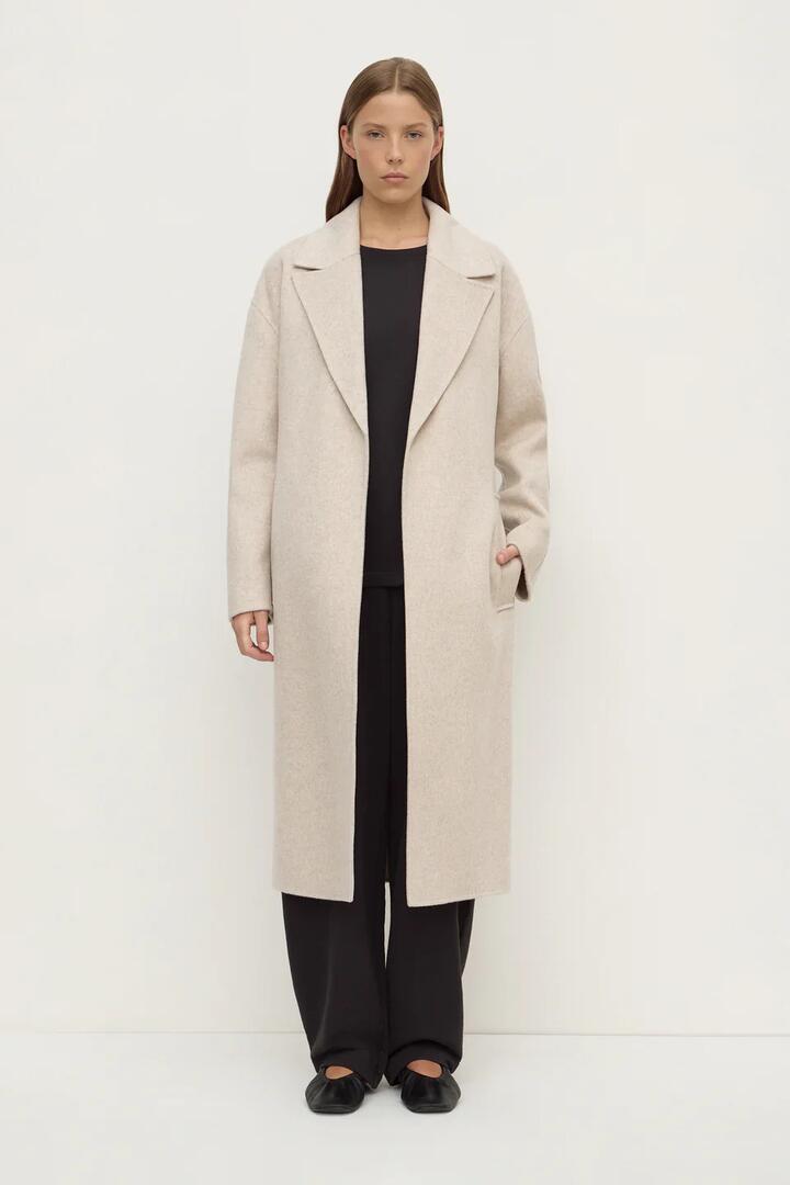 Image of Coats & Jackets. Product name - Ivy Oat Marle Wool Coat in Oat colour by brand - Assembly Label