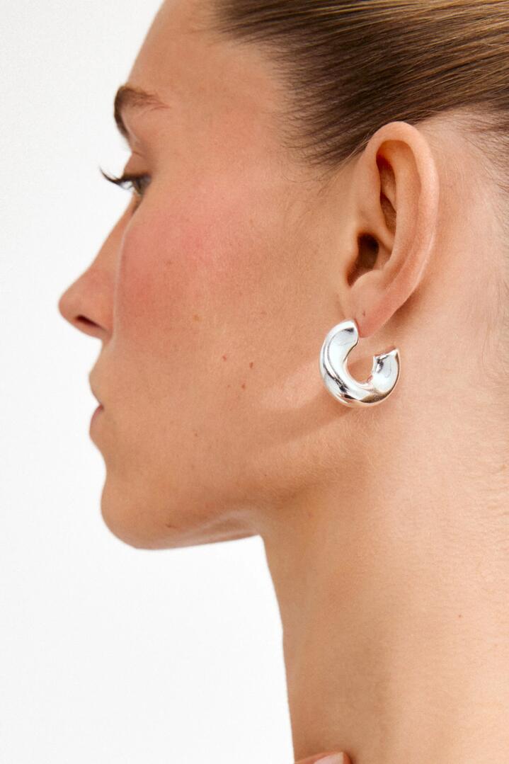 Image of Jewelry. Product name - Jennings Silver Hoop Earrings in Silver colour by brand - Pilgrim