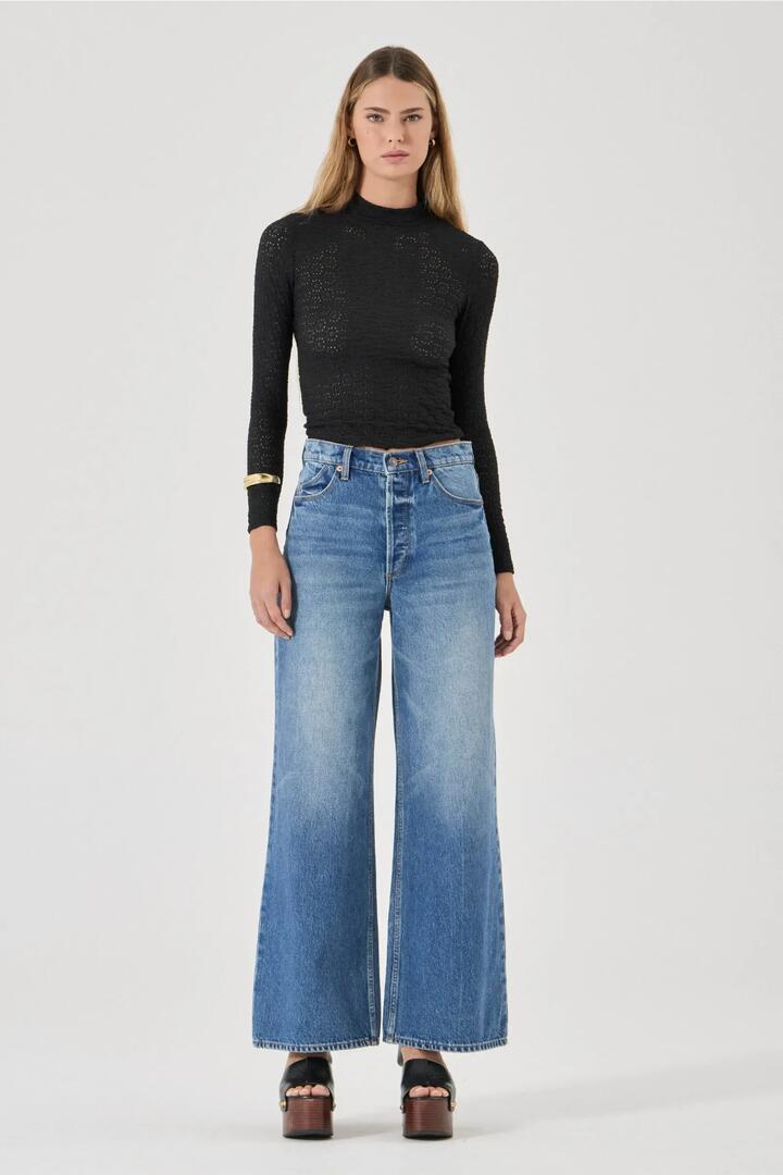 Image of Jeans. Product name - Relaxed Sailor Silverlake Blue Wide Jean in Blue colour by brand - Rollas