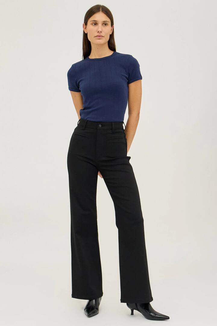 Image of Jeans. Product name - Sailor Black Orchid Wide Jean in Black colour by brand - Rollas