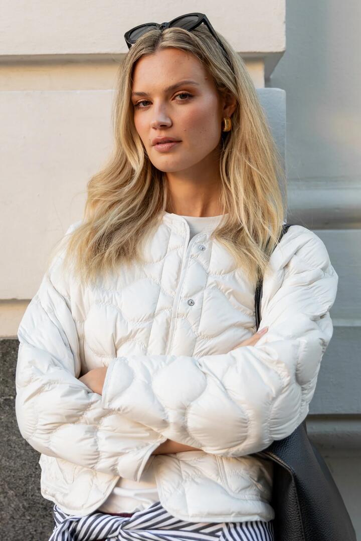 Image of Coats & Jackets. Product name - Premium Putty Down Filled Quilted Puffer Jacket in Putty colour by brand - By Rosa.