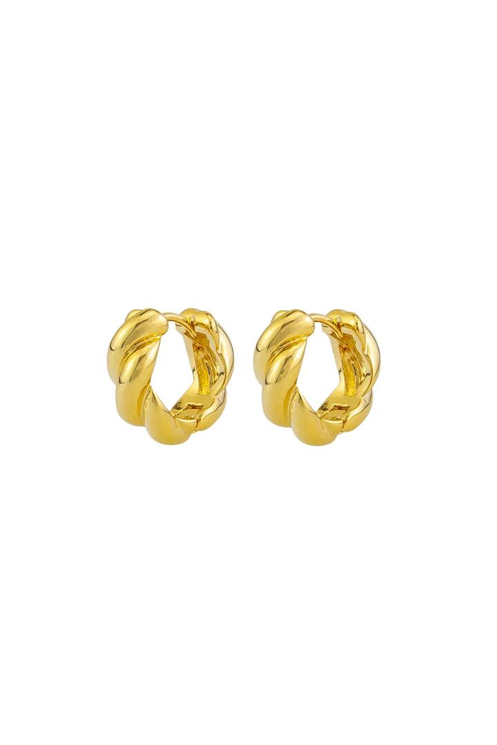 Image of Jewelry. Product name - Wilhemina Twist Gold Sleeper Earrings in Gold colour by brand - Jolie + Deen