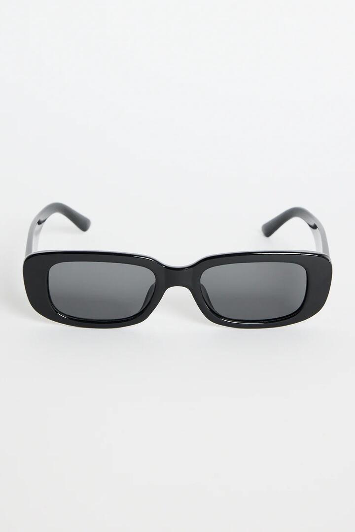 Image of Sunglasses. Product name - Malibu Black Narrow Rectangular Sunglasses in Black colour by brand - Among the Brave