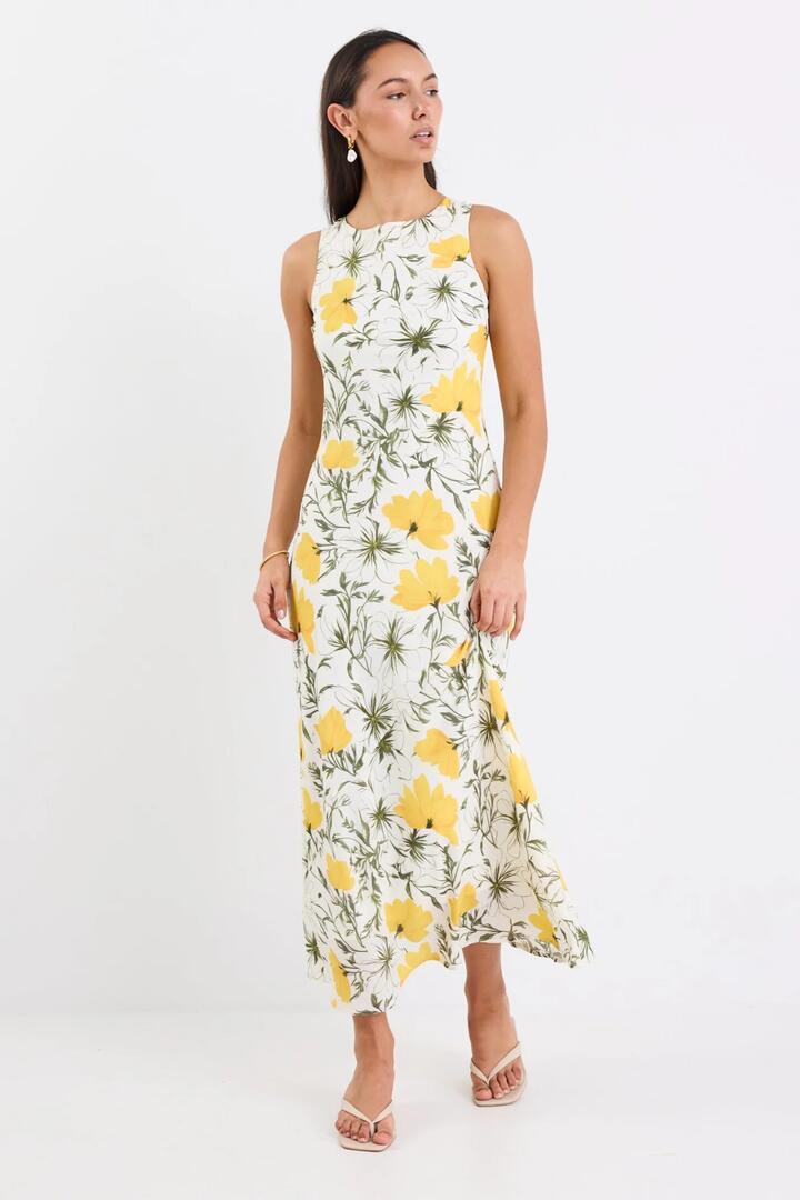 Image of Dresses. Product name - Knockout Buttercup Floral V Back Slip Dress in Buttercup Floral colour by brand - Georgia Zoe