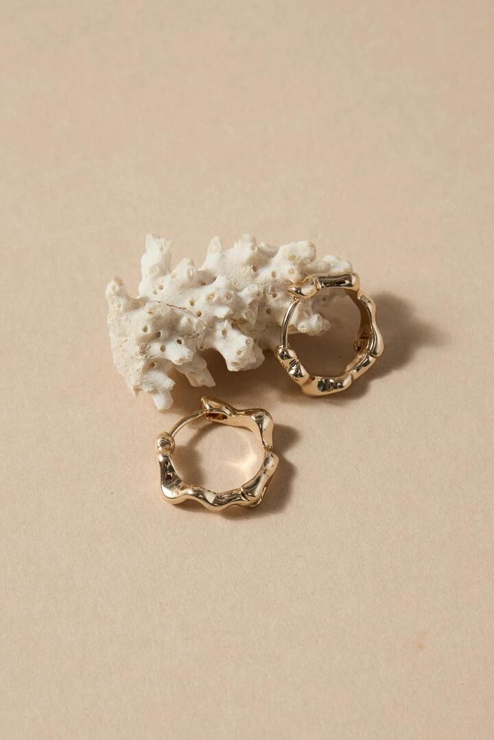 Image of Jewelry. Product name - Wavey Hoop Gold Earrings in Gold colour by brand - Humble + Heart