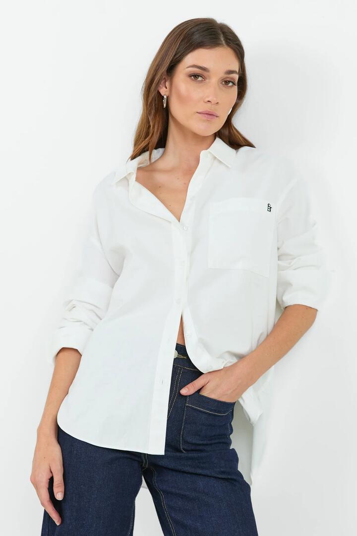Image of Shirts. Product name - Signature Ivory Oxford Oversized Shirt in Ivory Oxford colour by brand - Stories be Told