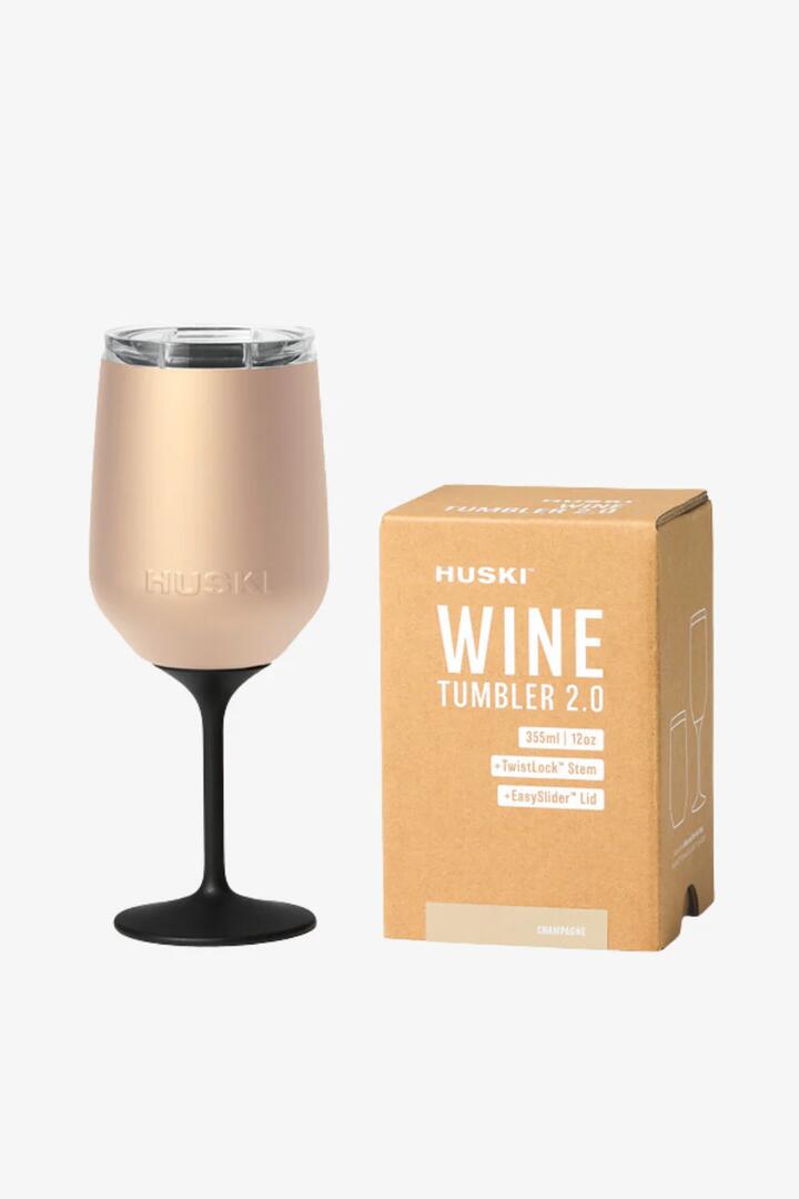 Image of Kitchen & Dining. Product name - Champagne 2.0 Wine Tumbler with Stem in Champagne colour by brand - Huski