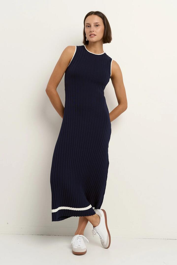 Image of Dresses. Product name - Vanity Navy Rib Sleeveless Knit Maxi Dress in Navy colour by brand - Stories be Told