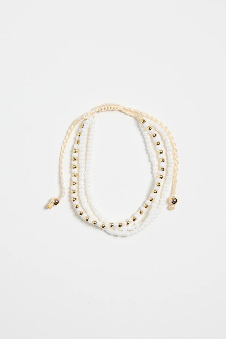 Image of Jewelry. Product name - Triple Bead White Gold White Bracelet in White colour by brand - Humble + Heart