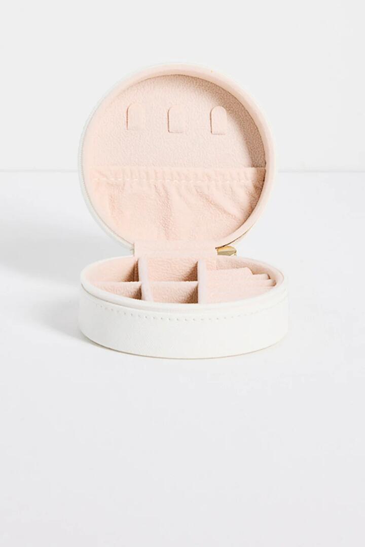 Image of Water Bottles. Product name - Round White Jewellery Travel Case in White colour by brand - Humble + Heart