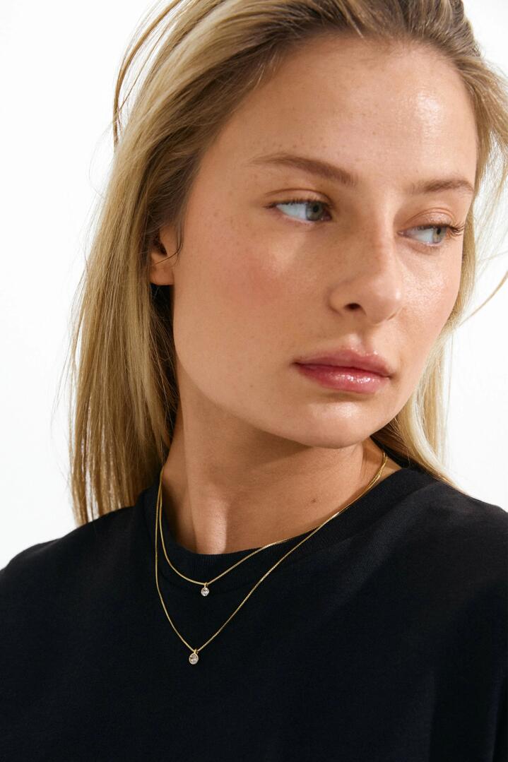 Image of Jewelry. Product name - Lucia Pi Gold Double Necklace with Crystal in Gold colour by brand - Pilgrim