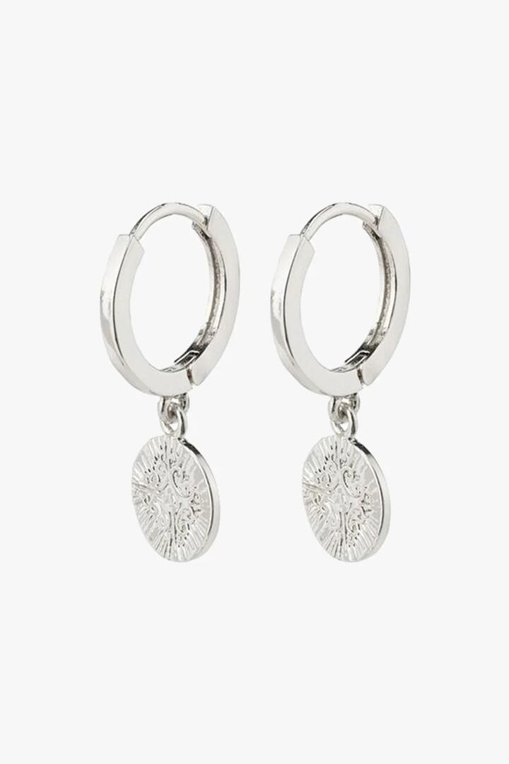 Image of Jewelry. Product name - Nomad Coin Sleeper Earrings Silver in Silver colour by brand - Pilgrim