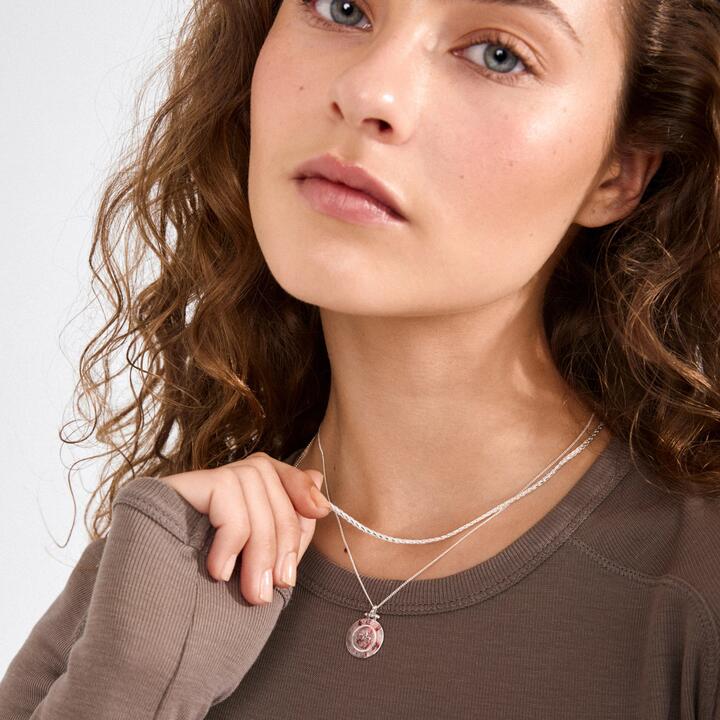 Image of Jewelry. Product name - Nomad Double Chain Coin Pendant Necklace Silver in Silver colour by brand - Pilgrim