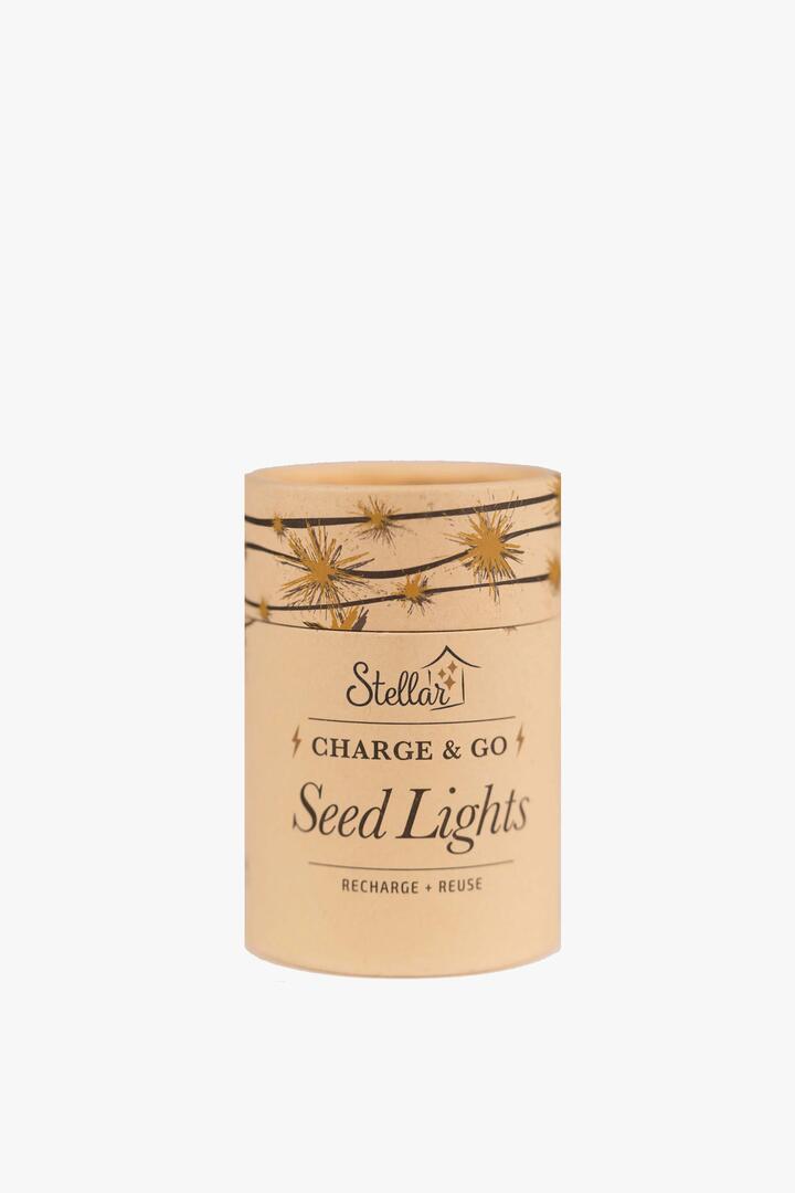 Image of Cables. Product name - Charge & Go Copper Warm White Rechargable 3m String Seed Lights in White colour by brand - Stellar Haus