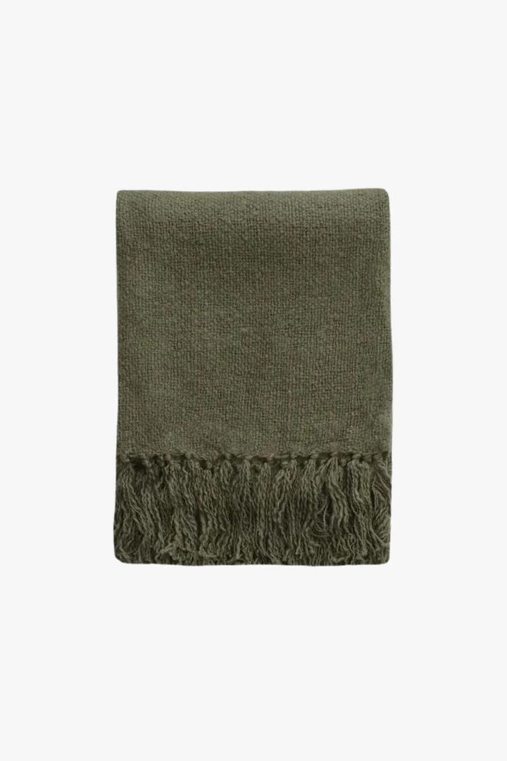 Image of Blankets. Product name - Serenade Olive Acrylic 125x150cm Throw in Olive colour by brand - Ollo