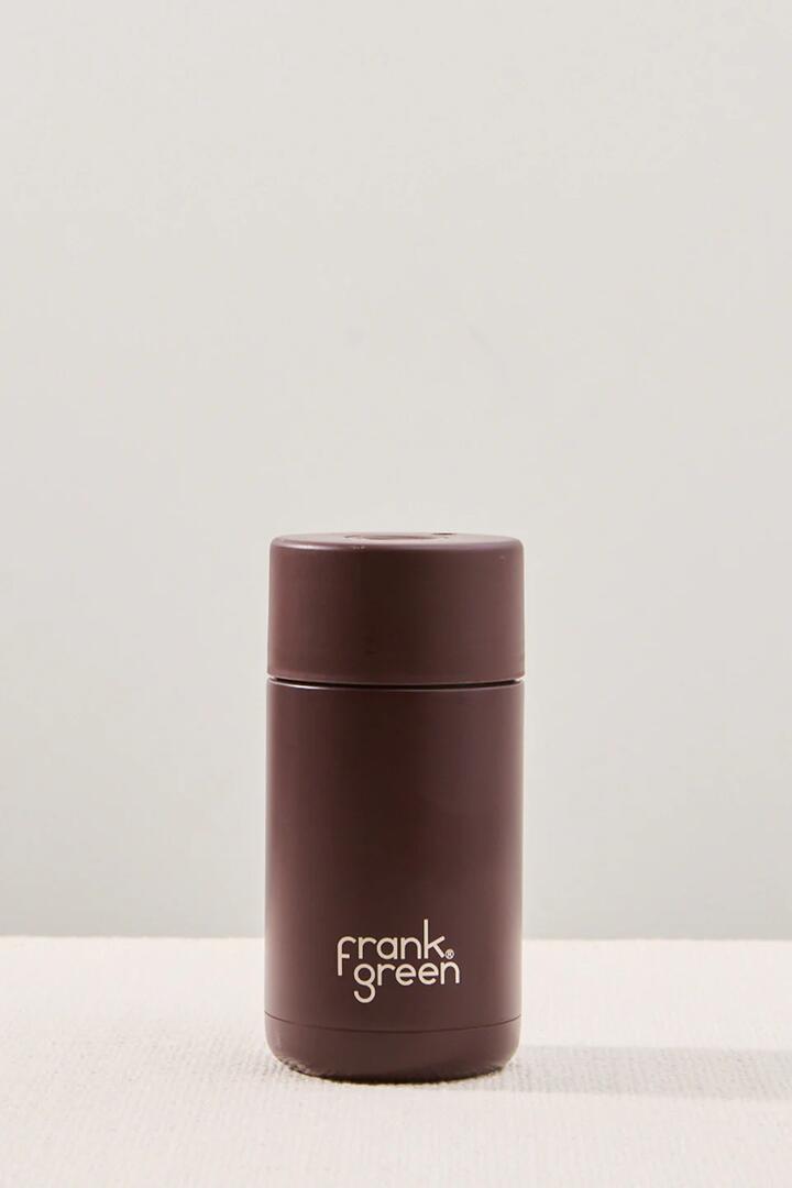 Image of Kitchen & Dining. Product name - Stainless Steel with Push Button Lid Chocolate 12oz Ceramic Cup in colour by brand - Frank Green