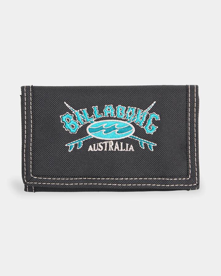 Image of Wallets & Money Clips. Product name - Billabong Mens Atom Tri Fold Wallet Black in Black colour by brand - Billabong