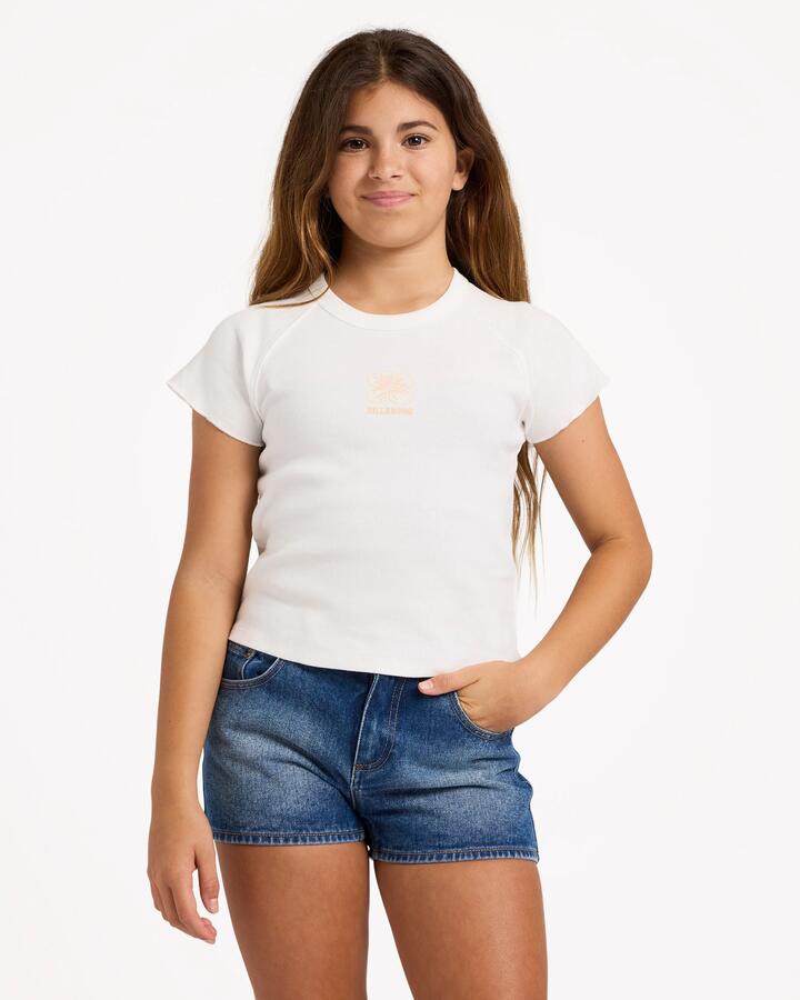 Image of T-Shirts. Product name - Billabong Girls 6-16 Sundown Bloom T-Shirt Salt Crystal in Salt Crystal colour by brand - Billabong