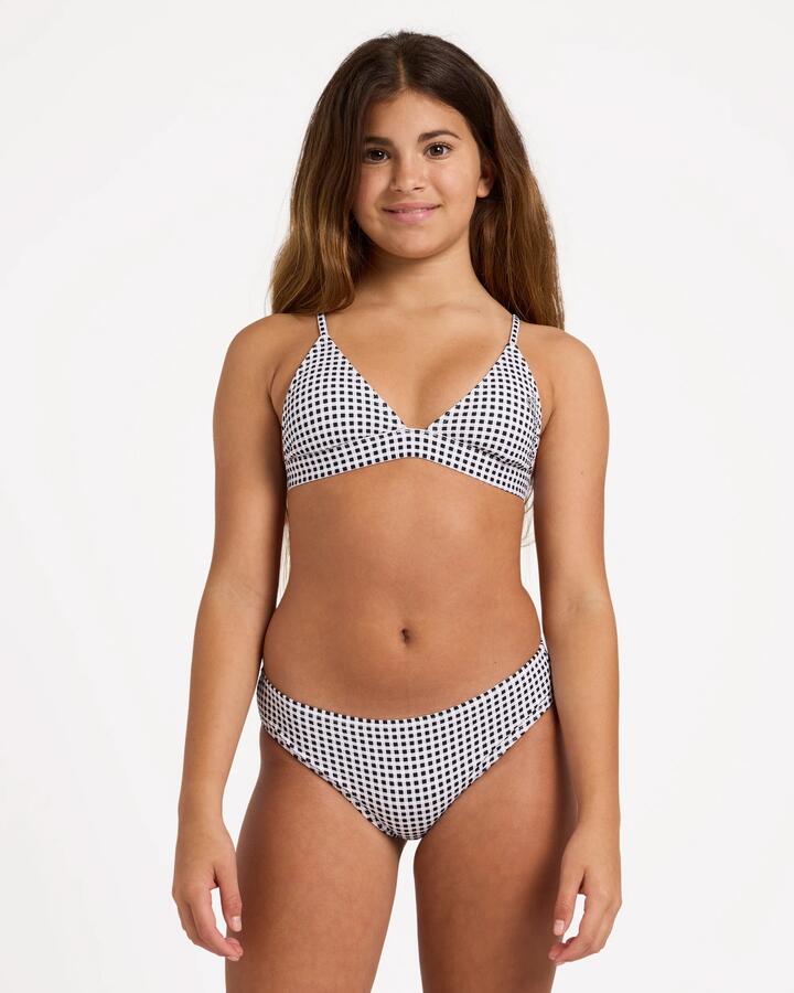 Image of Swimwear. Product name - Billabong Girls 6-16 Gingham Crush Tri Two Piece Swimsuit Black White in Black White colour by brand - Billabong