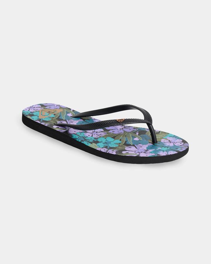 Image of Sandals. Product name - Roxy Womens Bermuda Print Sandals Medium Purple in Medium Purple colour by brand - Roxy