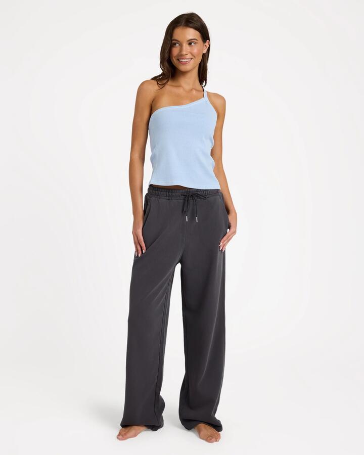 Image of a model wearing Pants. Product name - Roxy Womens This Way Trackpants Phantom in Phantom colour by brand - Roxy