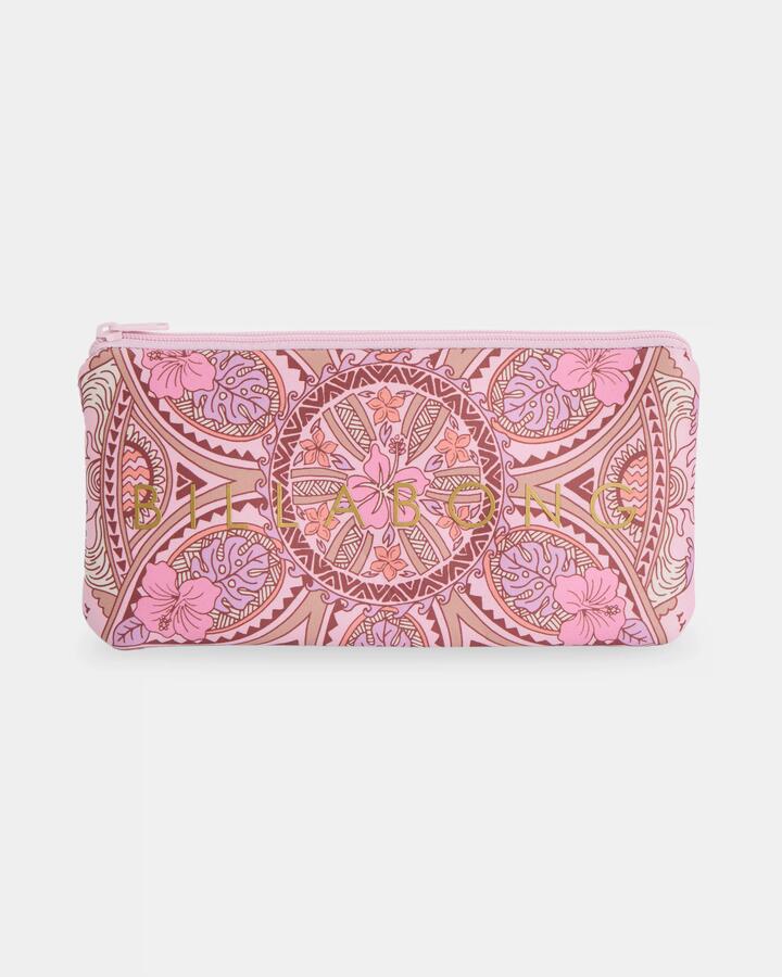 Image of Accessories. Product name - Billabong Womens Tropical Rhapsody Small Pencil Case Candy Pink in Candy Pink colour by brand - Billabong