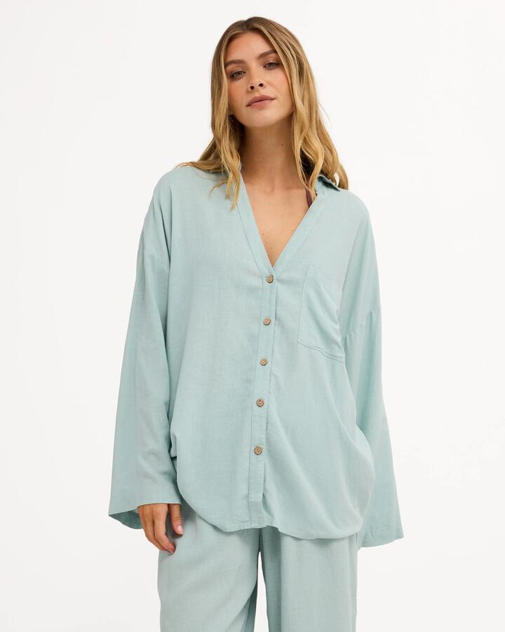 Image of Shirts. Product name - Billabong Womens Sun Days Shirt Cover Up Blue Light in Blue Light colour by brand - Billabong