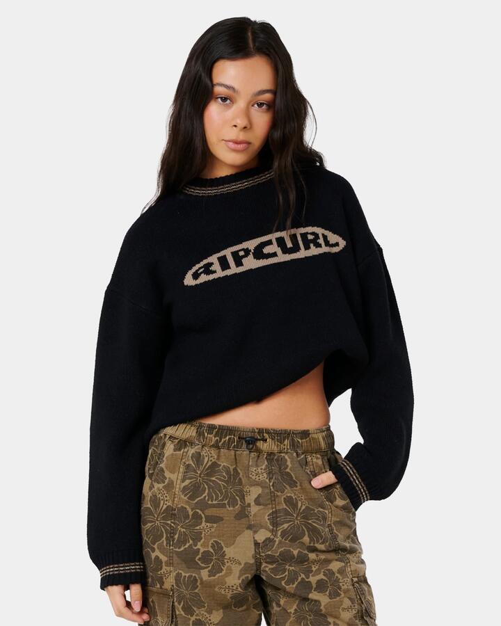 Image of Accessories. Product name - Rip Curl Womens Half Moon Bay Crew Neck Black in Black colour by brand - Rip Curl