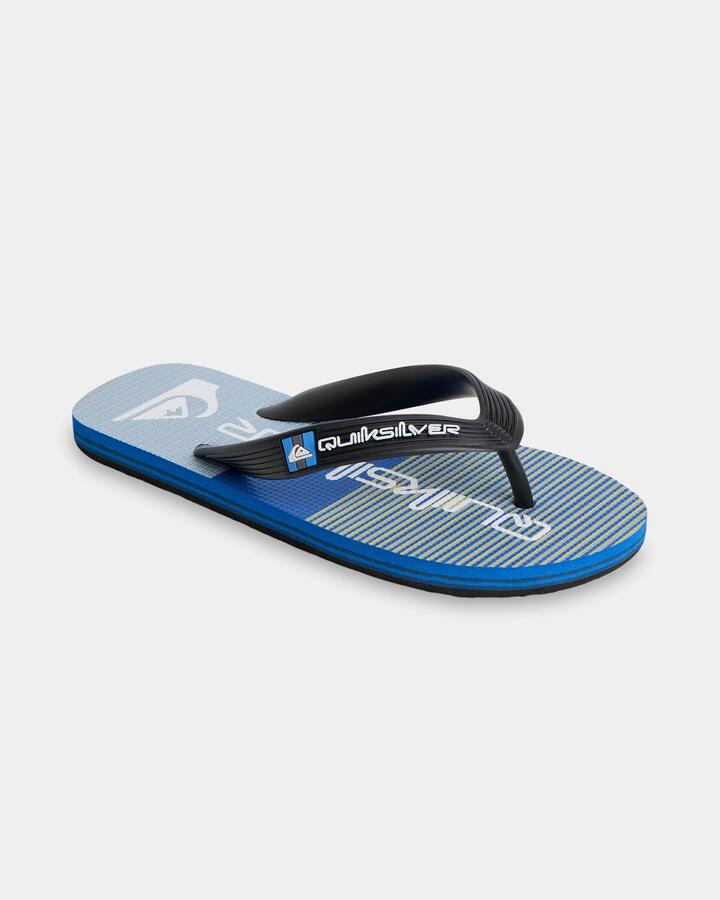 Image of Sandals. Product name - Quiksilver Boys 8-16 Moncata Art Thongs Black/Blue/Multi in Black/Blue/Multi colour by brand - Quiksilver