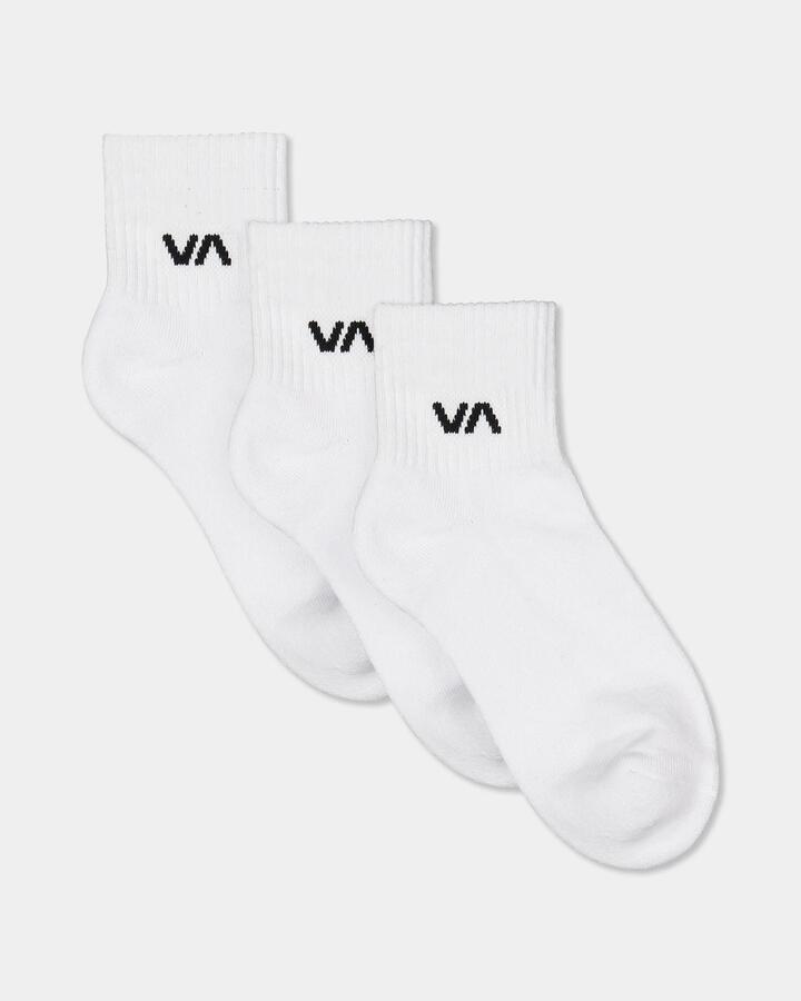 Image of Socks. Product name - Rvca Womens Va Mini Crew Socks White in White colour by brand - Rvca