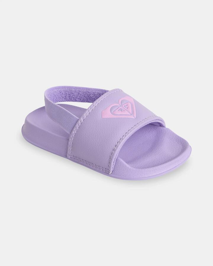 Image of Slippers. Product name - Roxy Toddlers Slippy Slides Viola in Viola colour by brand - Roxy