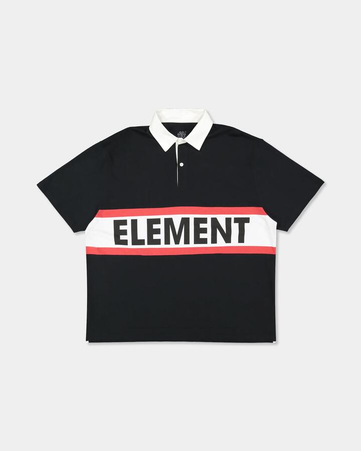 Image of a model wearing Tops. Product name - Element Mens Breaker Polo Flint Black in Flint Black colour by brand - Element