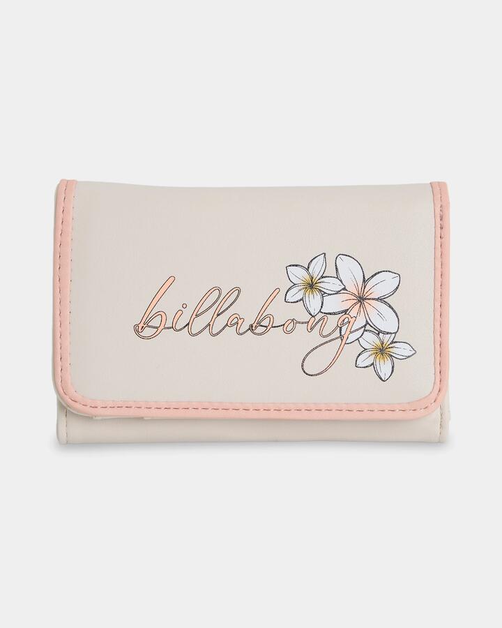 Image of Wallets & Money Clips. Product name - Billabong Girls Hibiscus Haze Tri Fold Wallet Salt Crystal in Salt Crystal colour by brand - Billabong