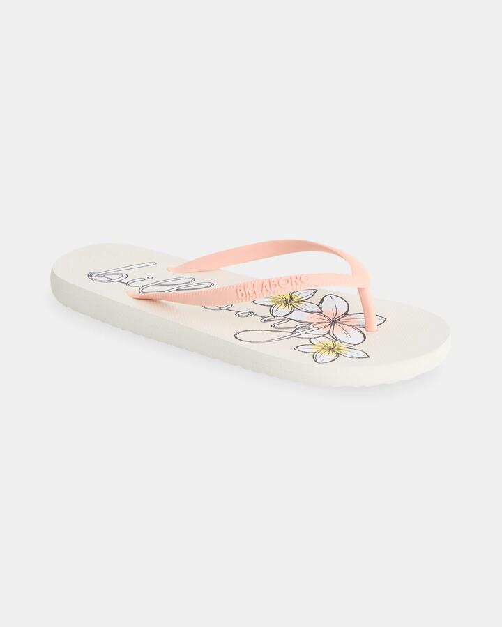 Image of Sandals. Product name - Billabong Girls 6-16 Dream Petal Thongs Salt Crystal in Salt Crystal colour by brand - Billabong