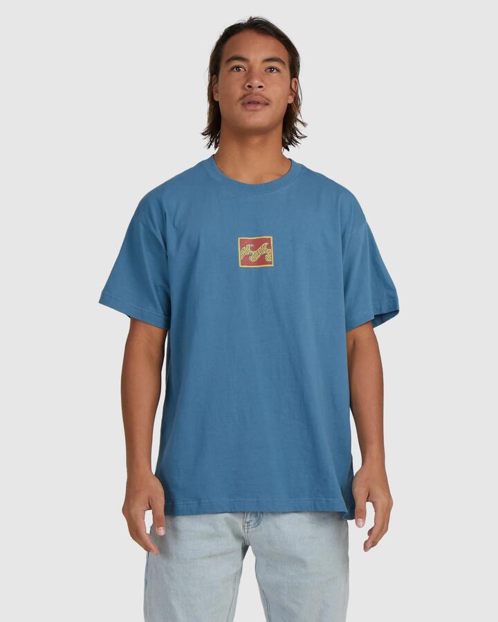 Image of Accessories. Product name - Billabong Crayon Wave Ss Smoke Blue in Smoke Blue colour by brand - Billabong