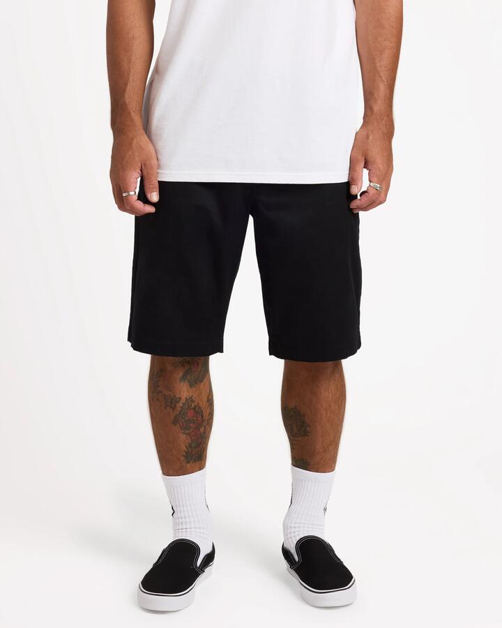 Image of a model wearing Shorts. Product name - Volcom Mens Frickin Modern Shorts Black in Black colour by brand - Volcom