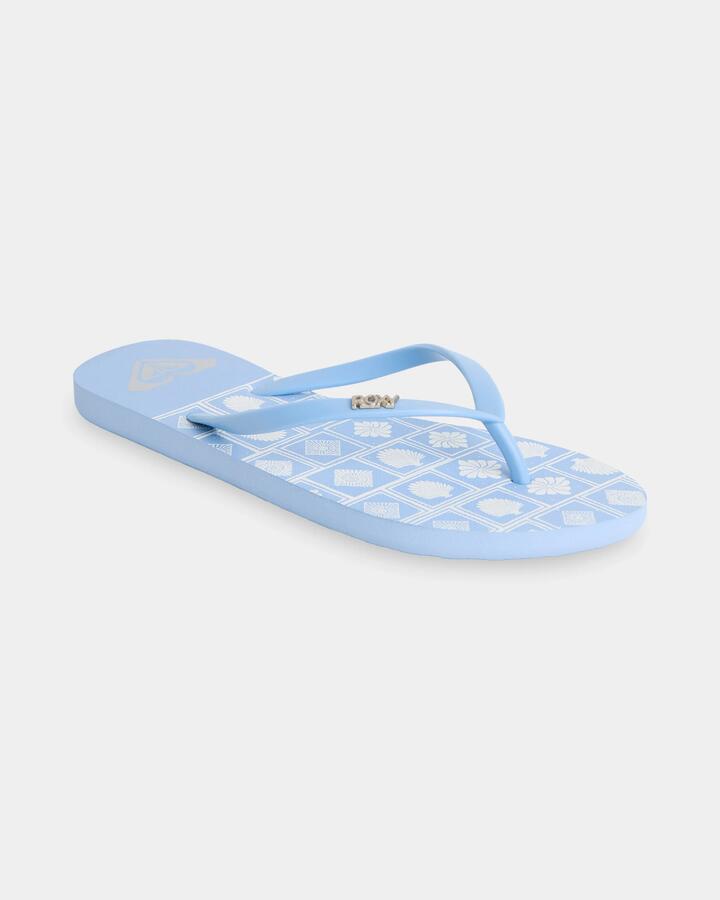 Image of Sandals. Product name - Roxy Womens Viva Stamp Sandals Blue/White Combo in Blue/White Combo colour by brand - Roxy