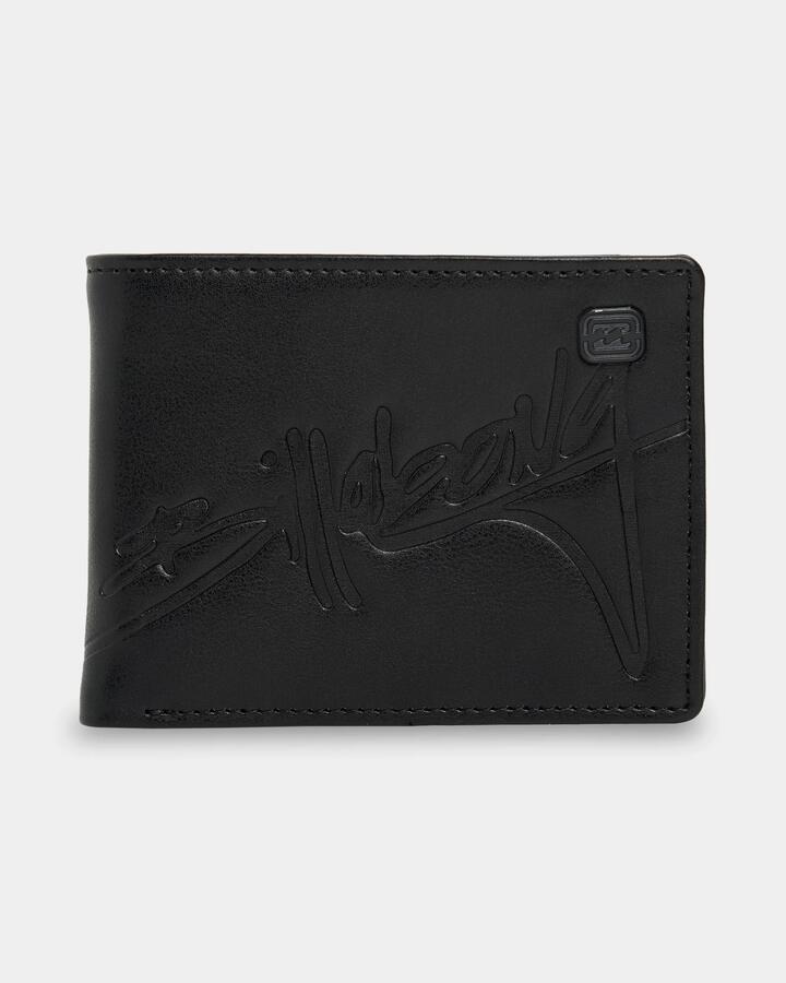 Image of Wallets & Money Clips. Product name - Billabong Mens Script Bi Fold Wallet Black in Black colour by brand - Billabong