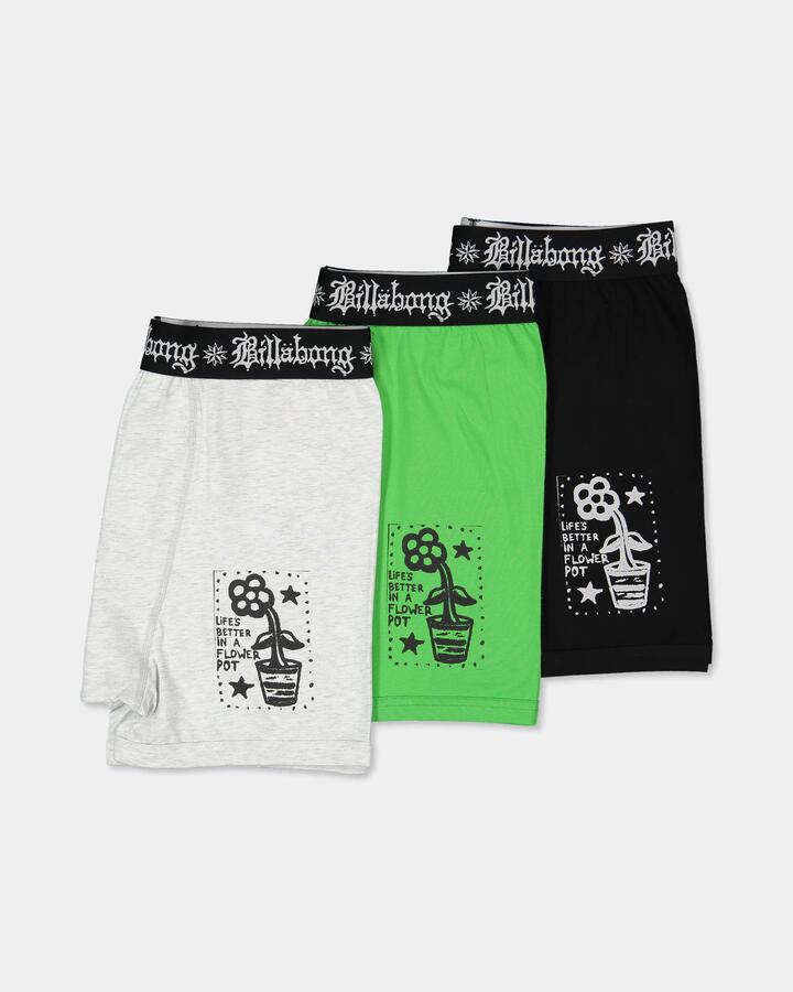 Image of Lingerie. Product name - Billabong Mens Creed Flower Pot 3 Pack Brief Multi in Multi colour by brand - Billabong